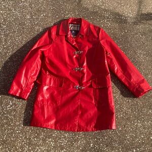 Burberry Red designer raincoat